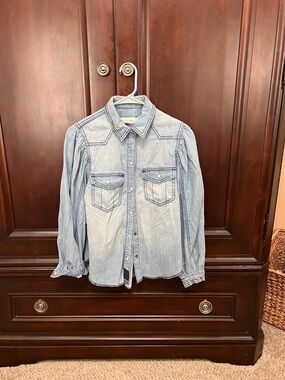 We The Free Light Blue Denim Shirt
